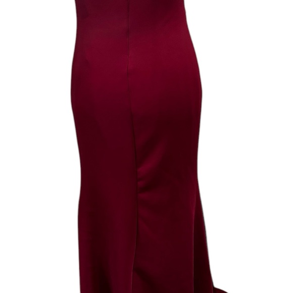 Aveline Slit Burgundy Maxi Off The Shoulder Long Formal Dress (1Q0006) - Picture 3 of 11